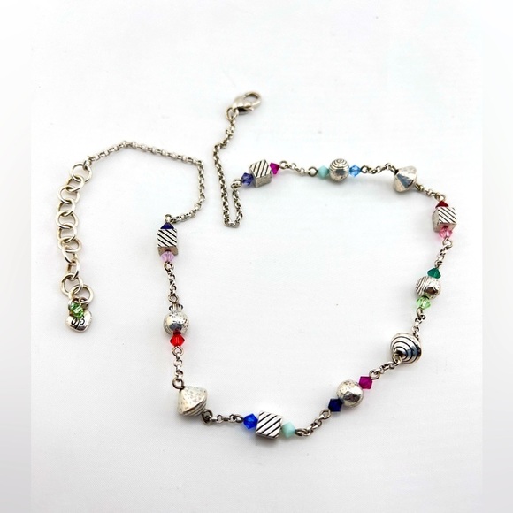 BRIGHTON colorful beaded chain necklace. Silver plated with Swarovski crystals - Picture 2 of 8